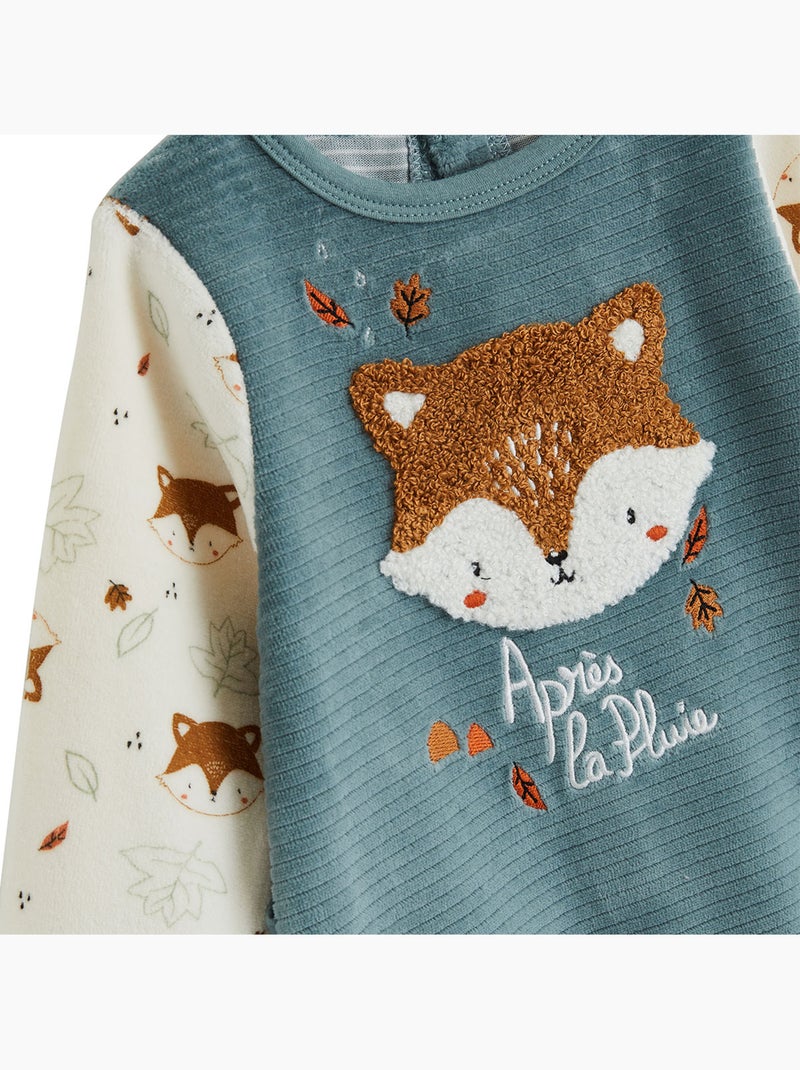 Ginkgo velours babypyjama Groen - Kiabi