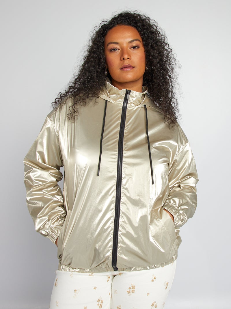 Glanzend windjack met capuchon GEEL - Kiabi