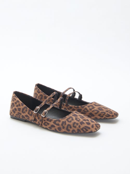 Glanzende ballerina's met luipaardmotief - Kiabi