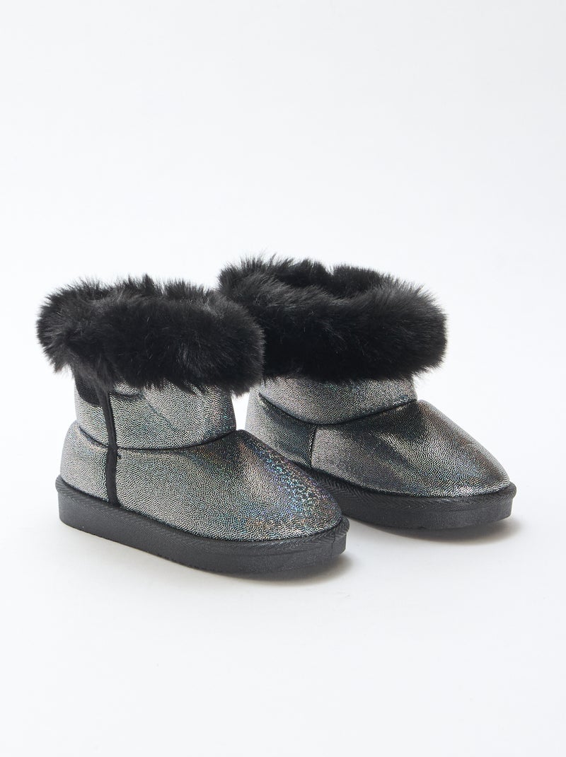 Glanzende gevoerde boots Zwart - Kiabi