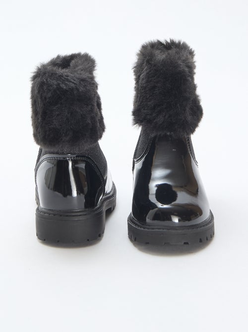 Glanzende laarsjes met pluche-effect - Kiabi