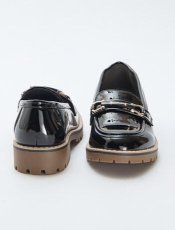 Glanzende loafers met goudkleurig sierbandje