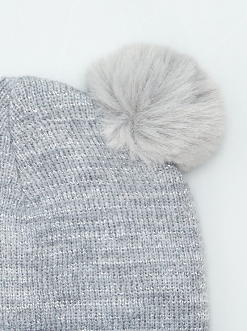 Glanzende muts met oortjes GRIJS - Kiabi