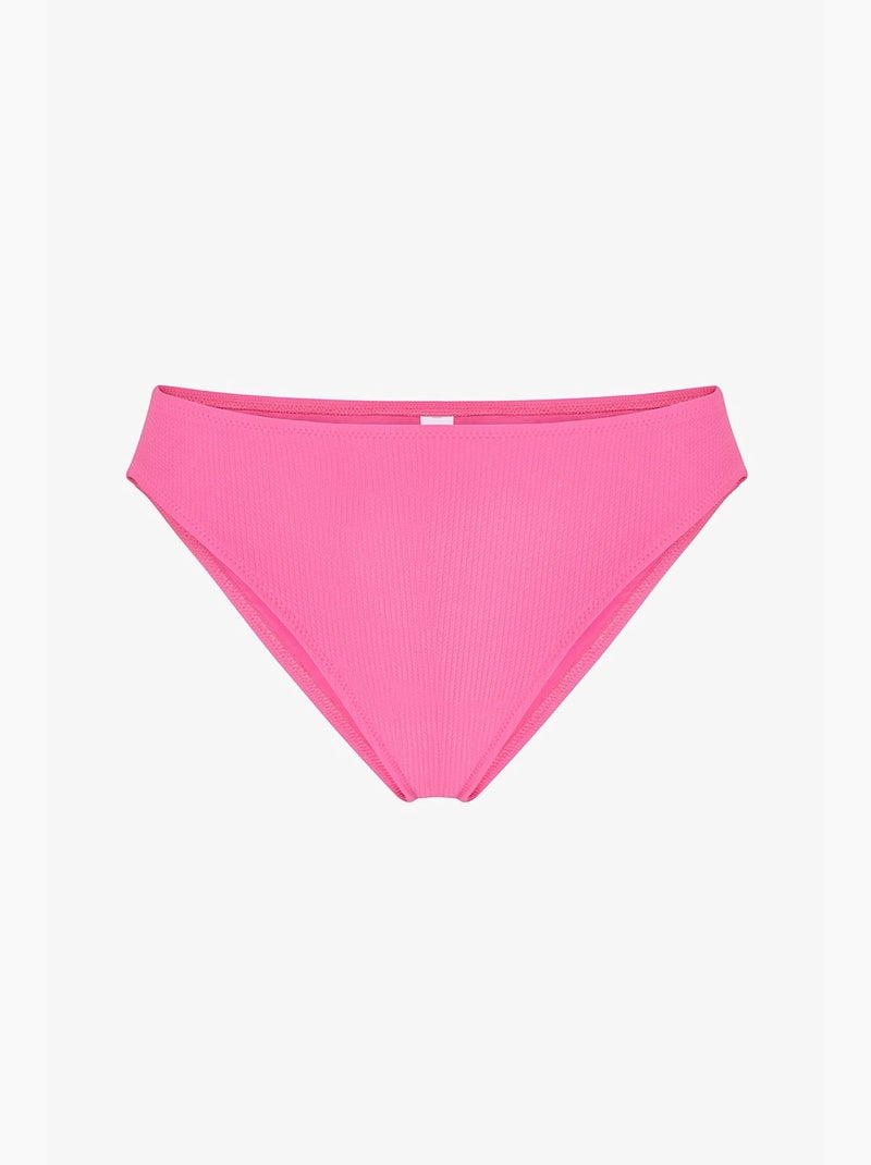 Glanzende nena bikinislip met structuur en middelhoge taille penti Fluorroze/Solinotes - Kiabi