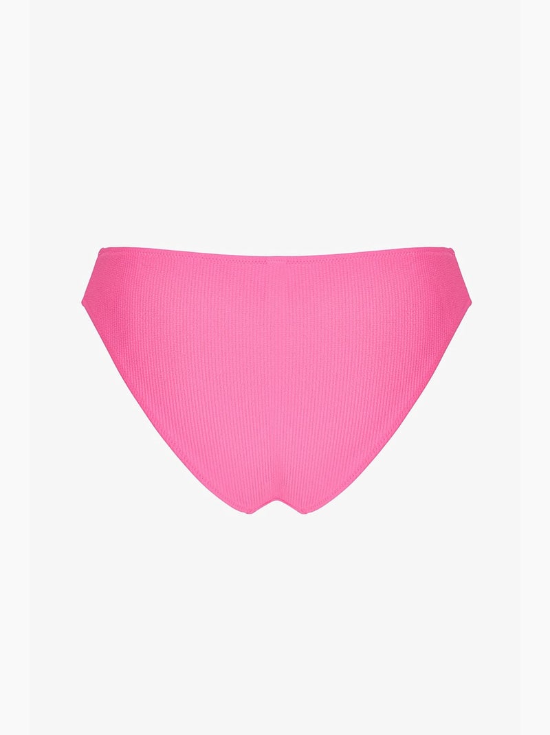 Glanzende nena bikinislip met structuur en middelhoge taille penti Fluorroze/Solinotes - Kiabi