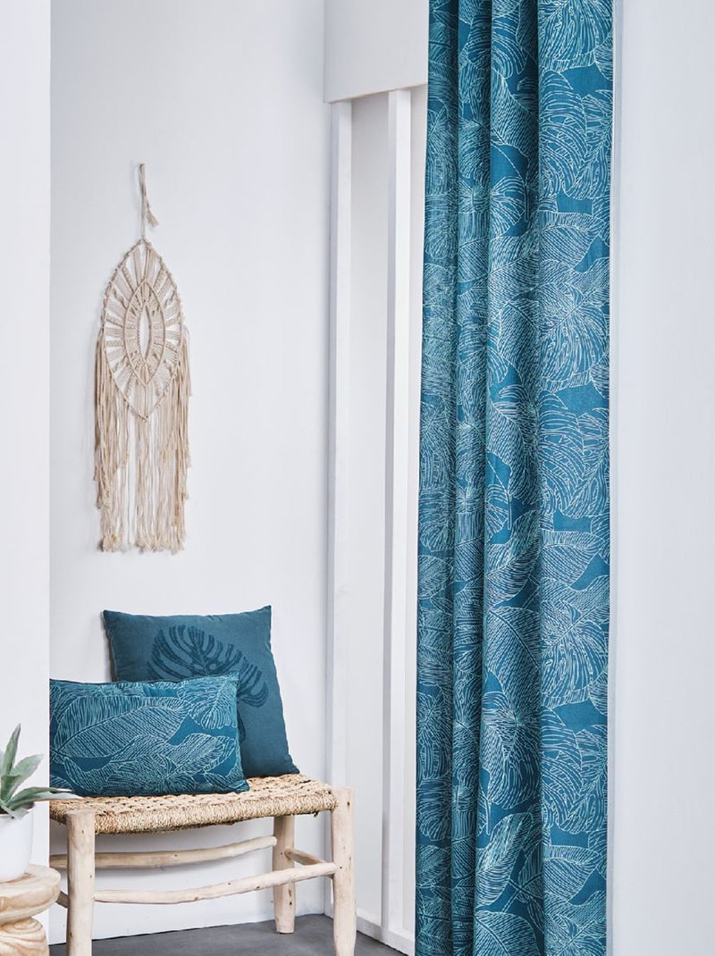 Glasgordijn met ringen groen / blauw - Kiabi