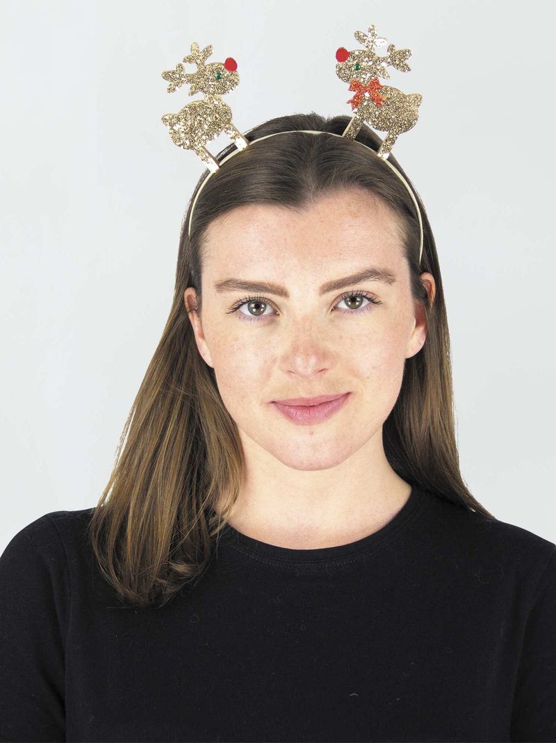 Glitterdiadeem met rendierdetail in kerstsfeer GEEL - Kiabi