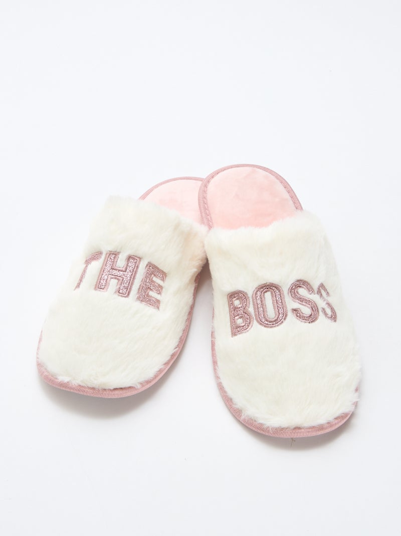 Glitterpantoffels 'the boss' Bruin - Kiabi