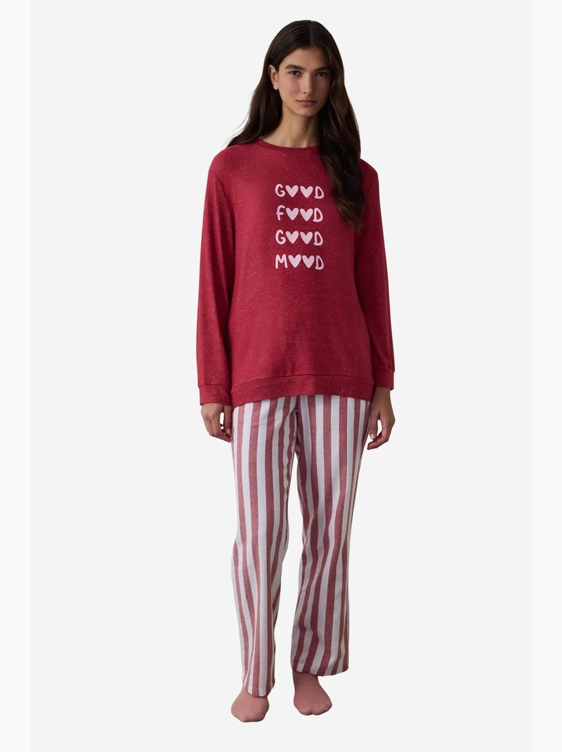 Good mood gestreepte pyjamabroek penti Wit Rood - Kiabi