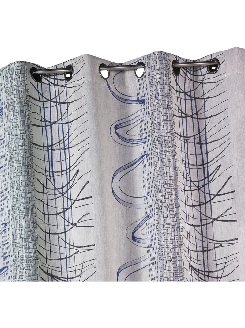 Gordijn met abstracte verticale strepen en grafische motieven Blauw - Kiabi