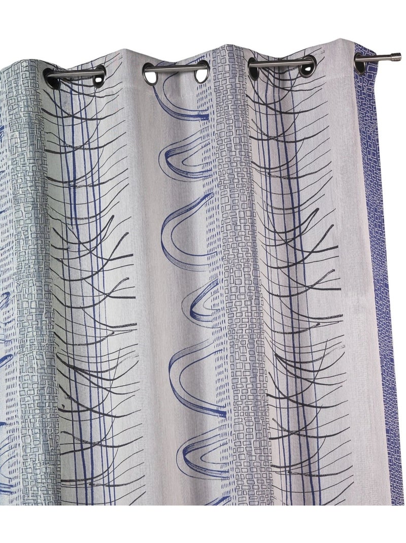 Gordijn met abstracte verticale strepen en grafische motieven Blauw - Kiabi