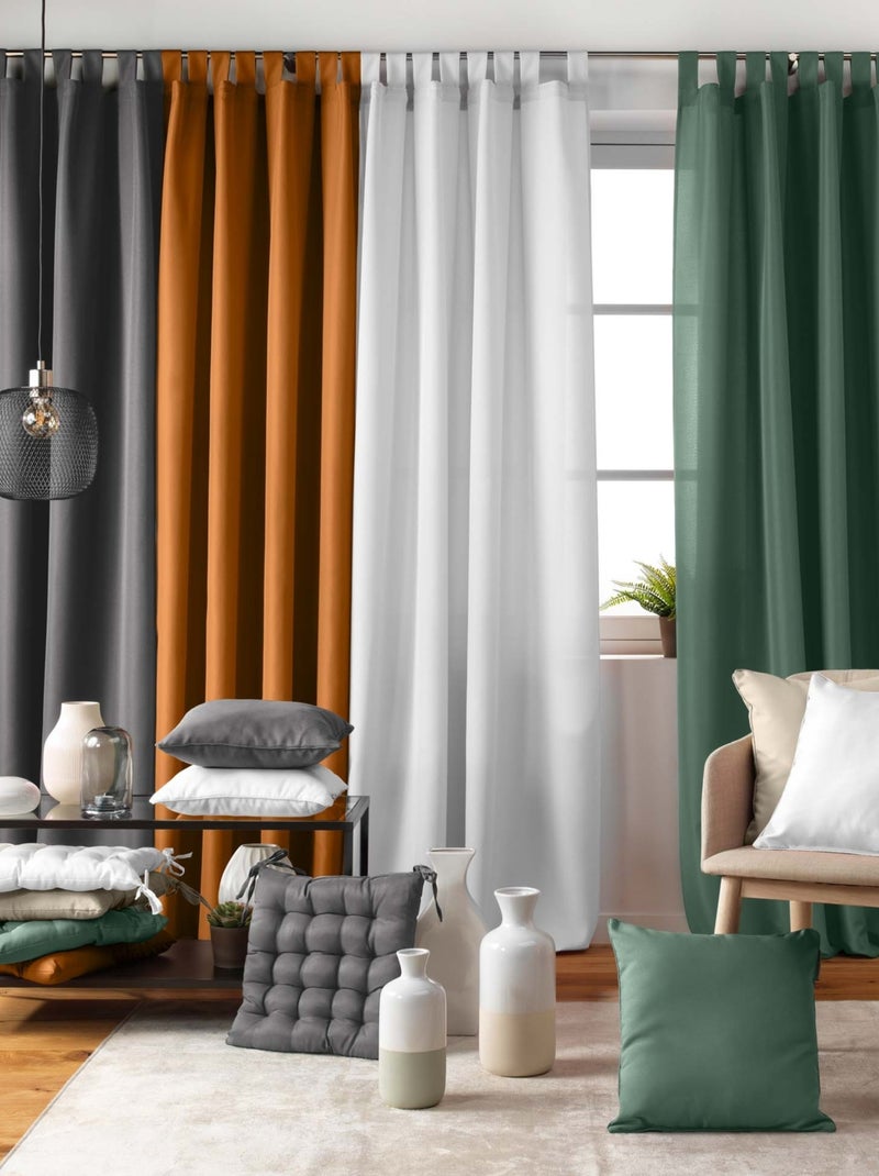 Gordijn met lussen – effen polyester – essentiel Wit - Kiabi