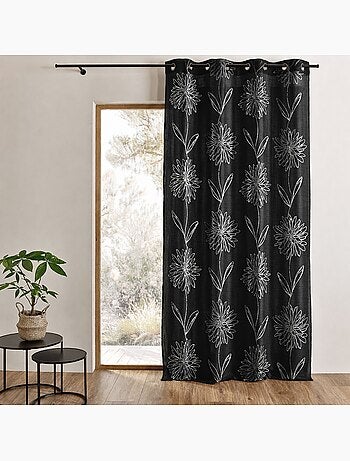 Gordijn met metallic bloemmotieven