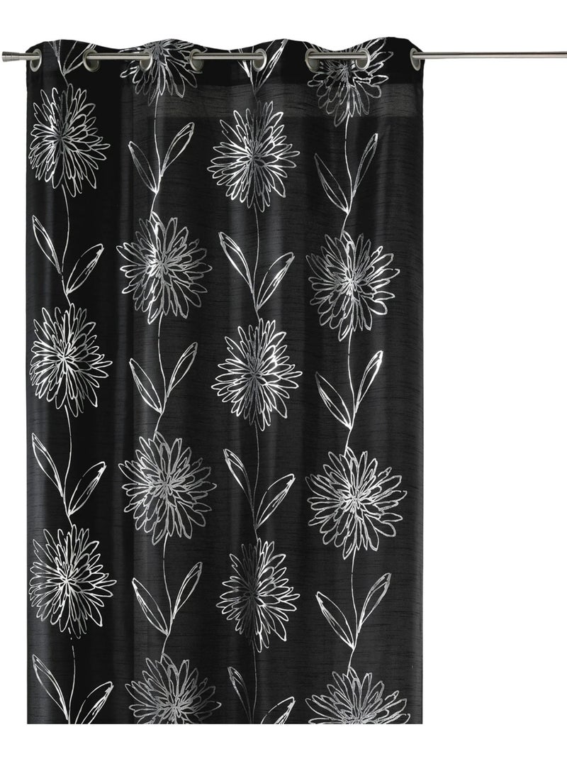 Gordijn met metallic bloemmotieven Zwart - Kiabi