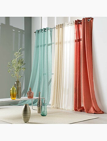 Gordijn met ringen effen polyester + metaaldraden zeline