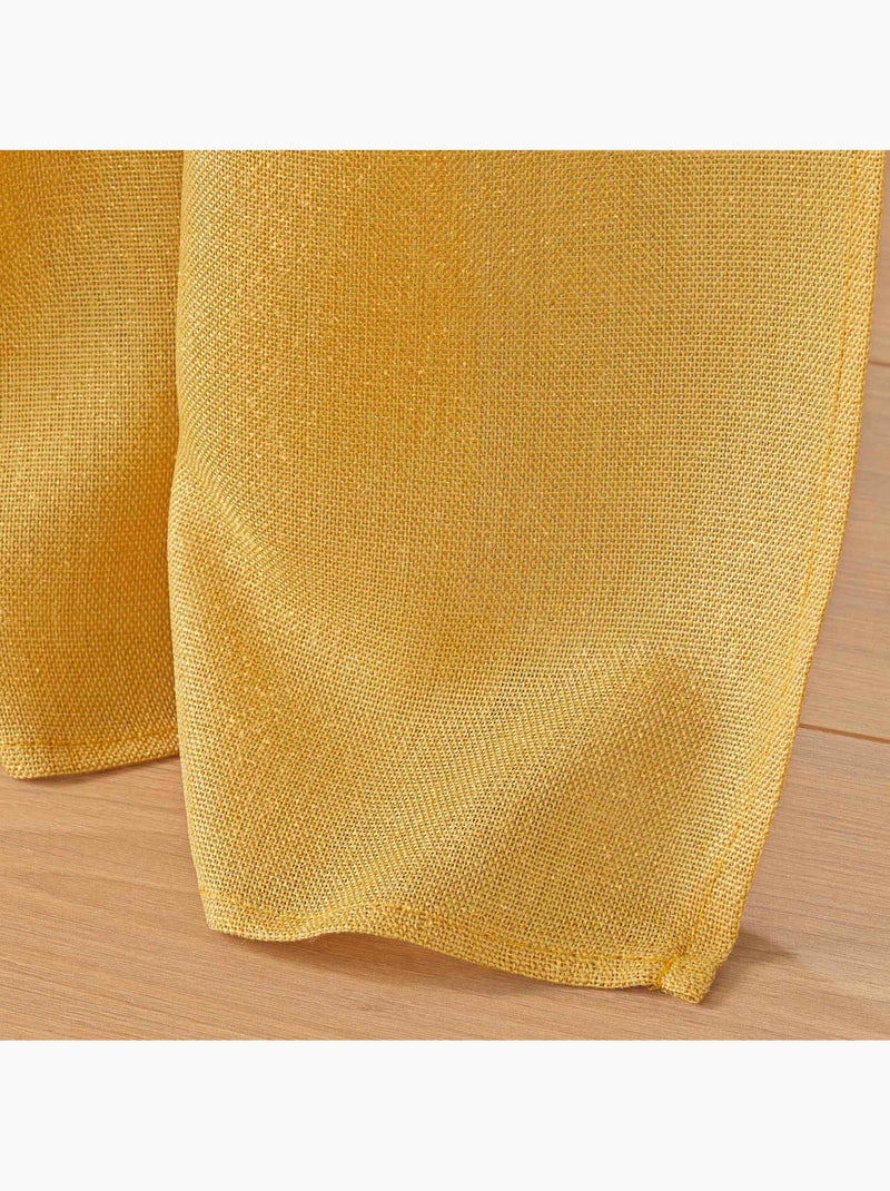 Gordijn met ringen effen polyester + metaaldraden zeline Geel - Kiabi