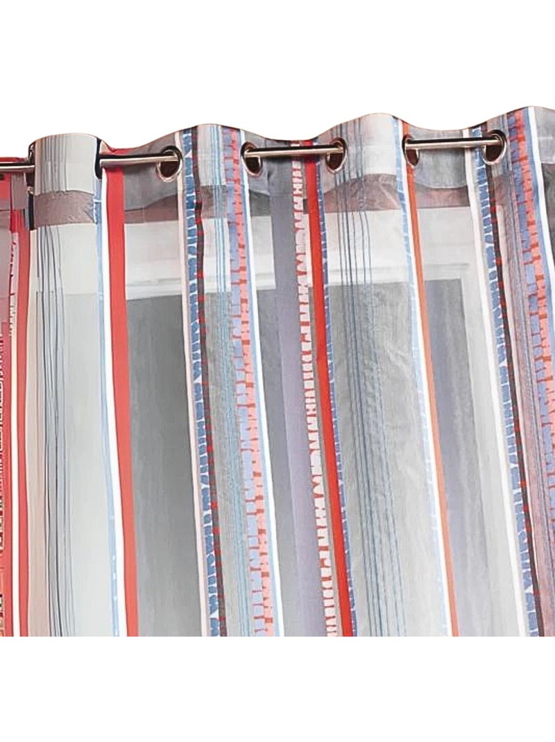 Gordijn van jacquard-organza met verticale strepen Lichtgrijs - Kiabi