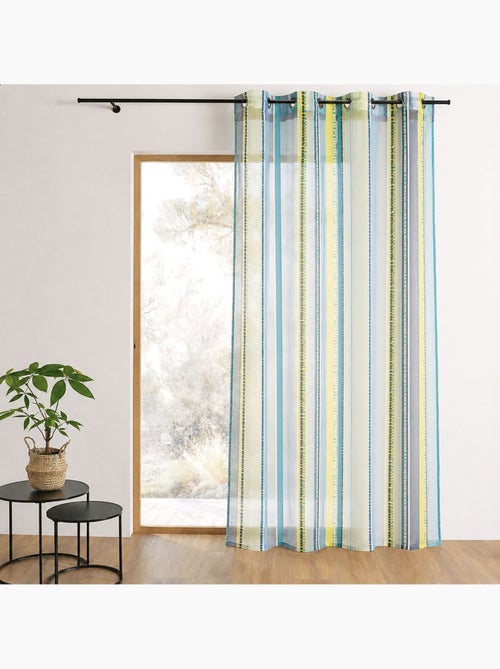Gordijn van jacquard-organza met verticale strepen - Kiabi