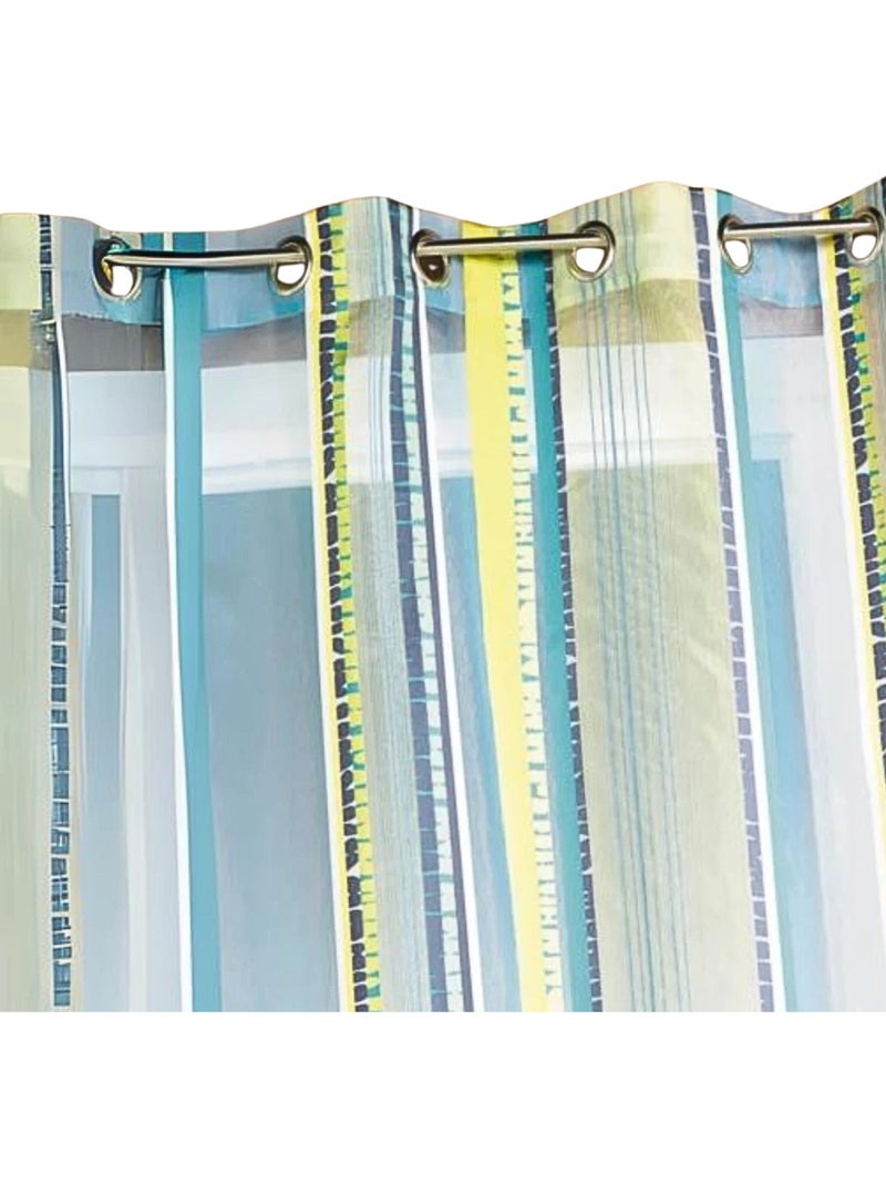Gordijn van jacquard-organza met verticale strepen Petrolblauw - Kiabi