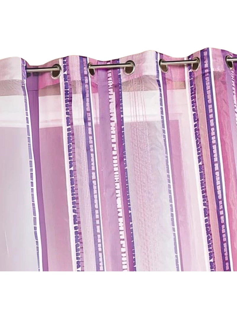 Gordijn van jacquard-organza met verticale strepen Pruimpaars - Kiabi