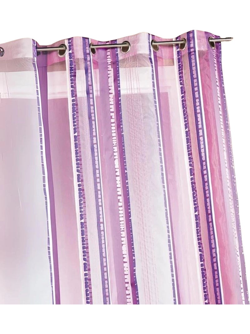 Gordijn van jacquard-organza met verticale strepen Pruimpaars - Kiabi
