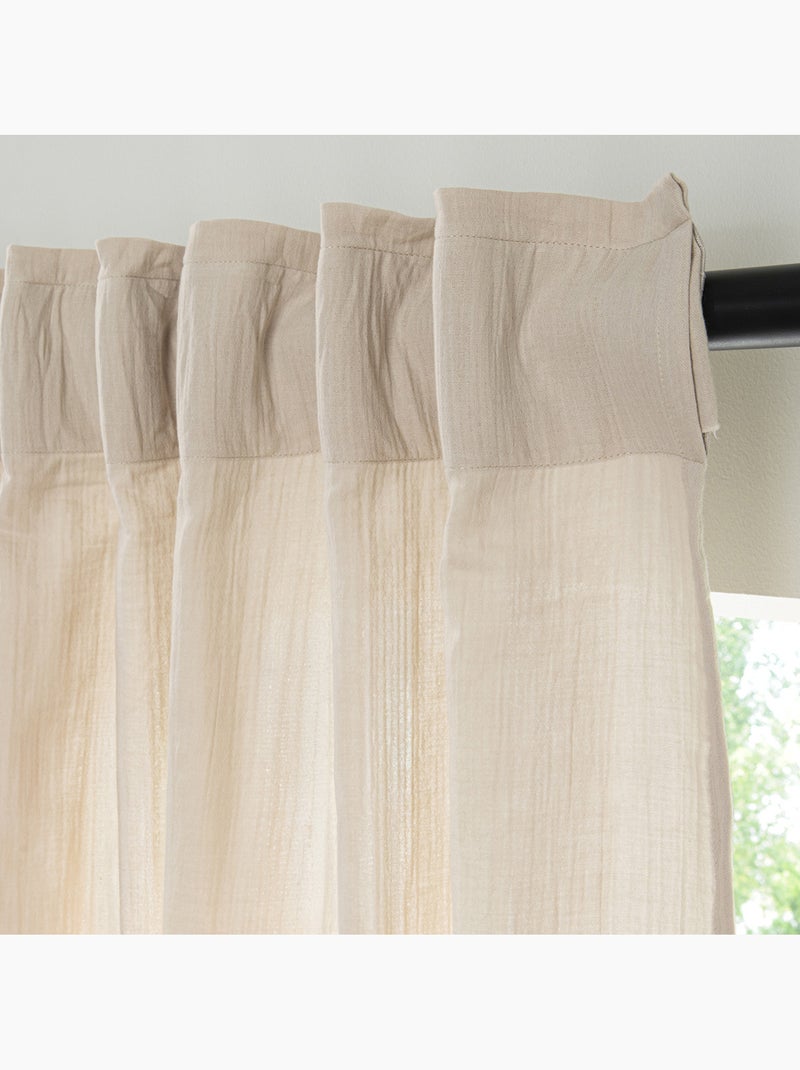 Gordijn van katoenmousseline met 8 verborgen lussen 140 x 300 cm – Future Home Beige - Kiabi