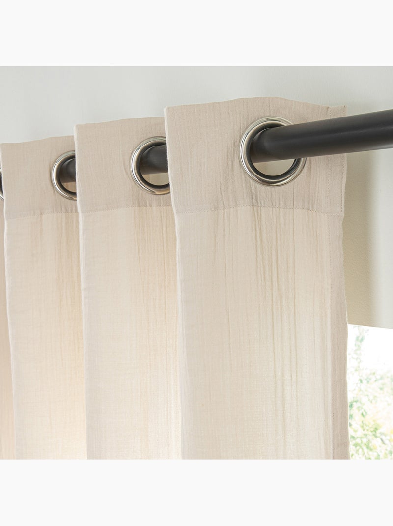 Gordijnpaneel Dreamy van katoenbatist met 8 ringen beige – Future Home Beige - Kiabi