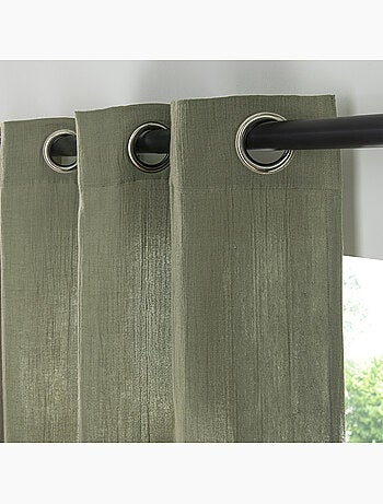 Gordijnpaneel Dreamy van katoenbatist met 8 ringen kakigroen – Future Home