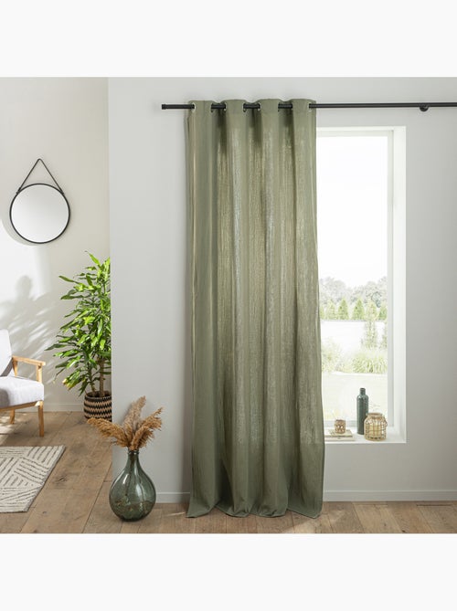 Gordijnpaneel Dreamy van katoenbatist met 8 ringen kakigroen – Future Home - Kiabi