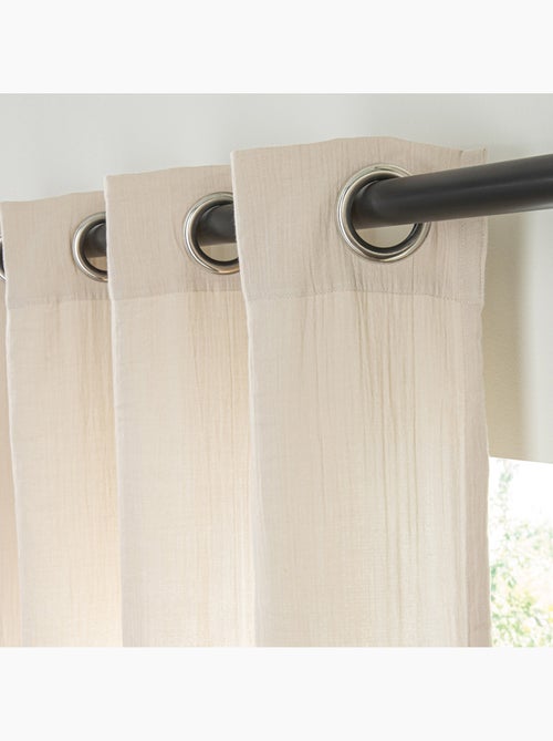 Gordijnpaneel effen van katoengaas met 8 ringen beige – Future Home - Kiabi