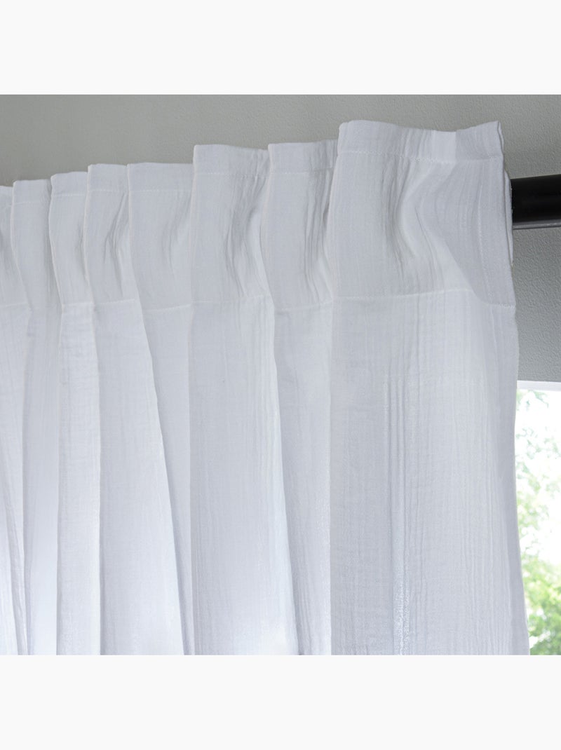 Gordijnpaneel effen van katoengaas met 8 verborgen lussen 140 x 260 cm – Future Home Wit - Kiabi