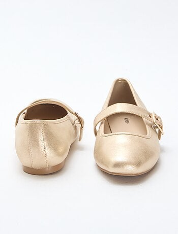 Goudkleurige ballerina's met bandjes