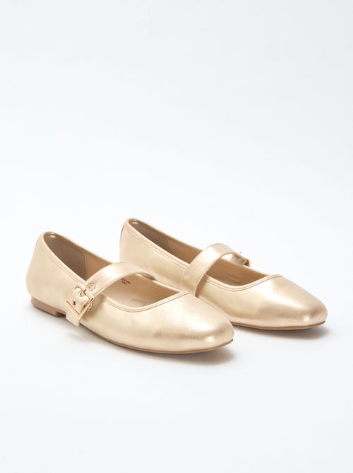 Goudkleurige ballerina's met bandjes - Kiabi