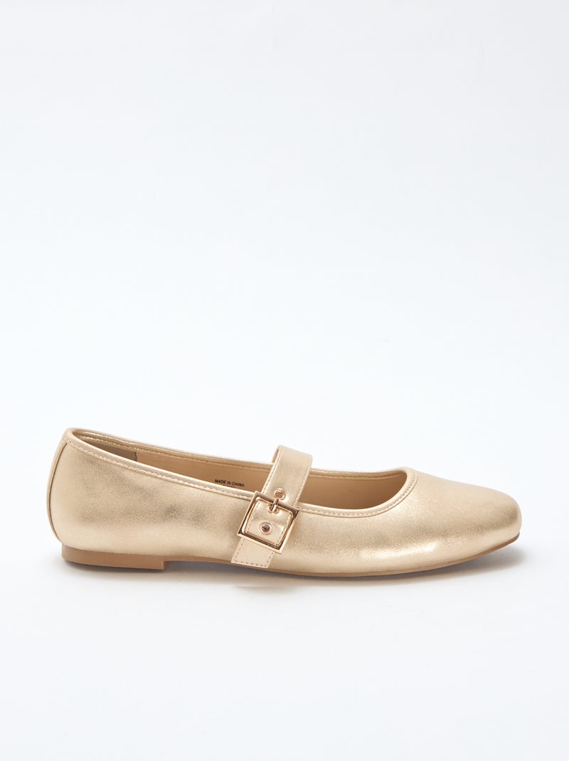 Goudkleurige ballerina's met bandjes Geel - Kiabi
