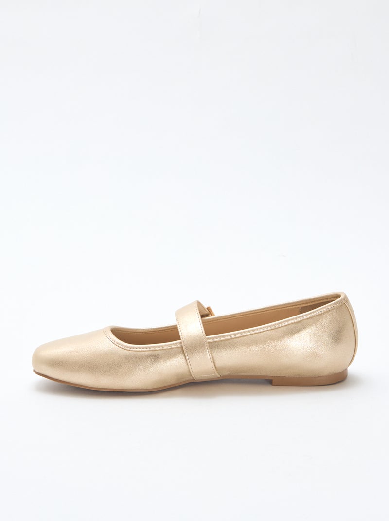 Goudkleurige ballerina's met bandjes Geel - Kiabi