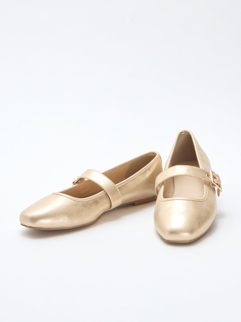 Goudkleurige ballerina's met bandjes Geel - Kiabi