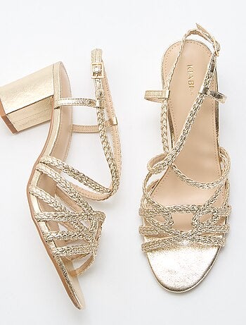 Goudkleurige feestelijke sandalen met hak