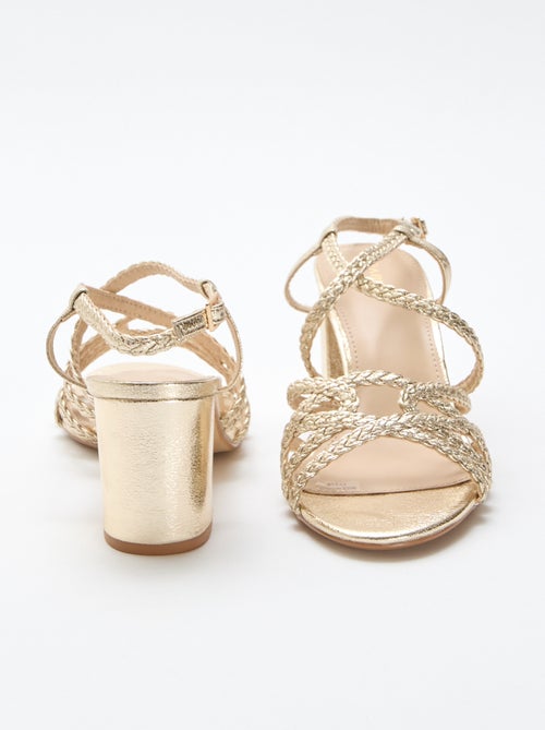 Goudkleurige feestelijke sandalen met hak - Kiabi