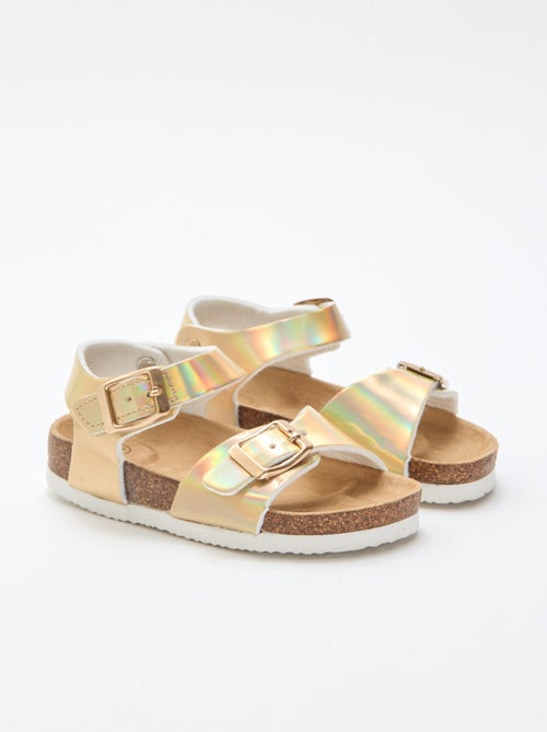 Goudkleurige, glanzende sandalen met bandjes - Kiabi