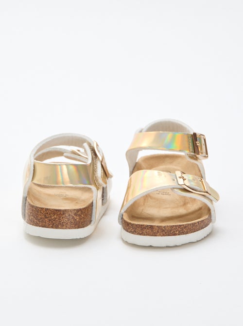 Goudkleurige, glanzende sandalen met bandjes - Kiabi