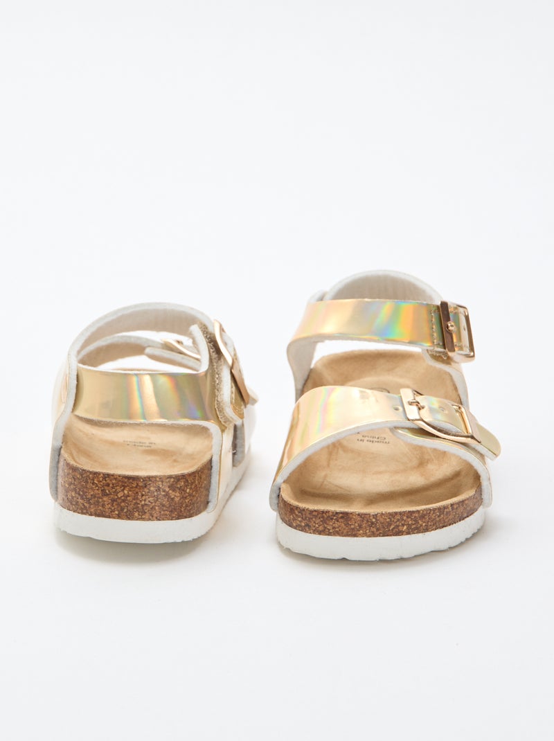 Goudkleurige, glanzende sandalen met bandjes Geel - Kiabi