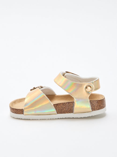 Goudkleurige, glanzende sandalen met bandjes - Kiabi