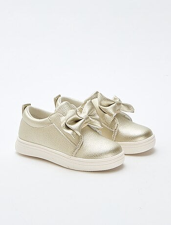 Goudkleurige slip-on schoenen / zonder veters met fantasie strikken