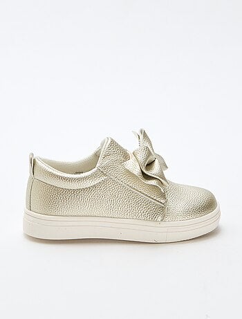 Goudkleurige slip-on schoenen / zonder veters met fantasie strikken