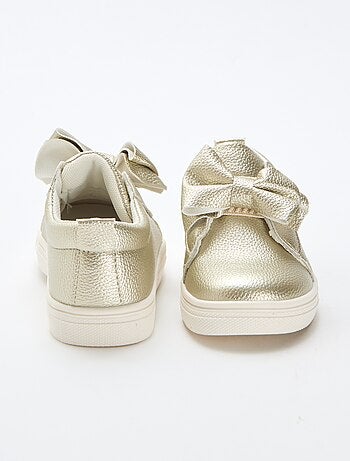 Goudkleurige slip-on schoenen / zonder veters met fantasie strikken