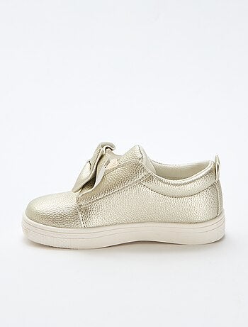 Goudkleurige slip-on schoenen / zonder veters met fantasie strikken