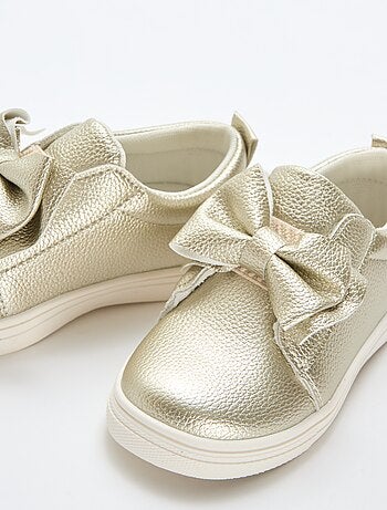 Goudkleurige slip-on schoenen / zonder veters met fantasie strikken