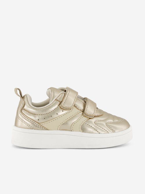 Goudkleurige sneakers met klittenband en veters - Kiabi