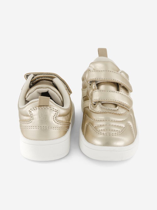 Goudkleurige sneakers met klittenband en veters - Kiabi