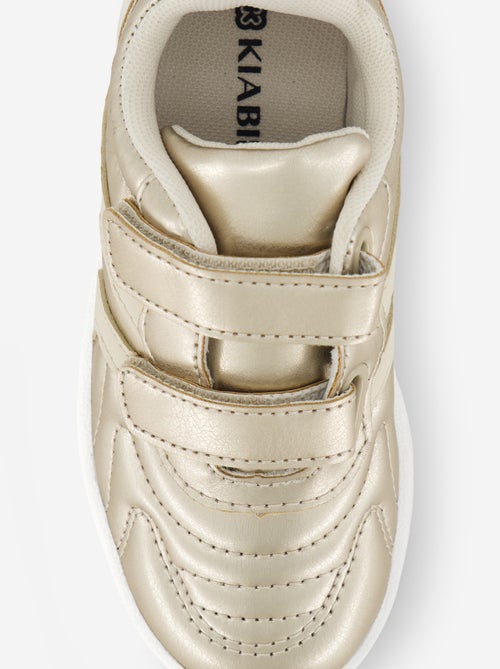 Goudkleurige sneakers met klittenband en veters - Kiabi